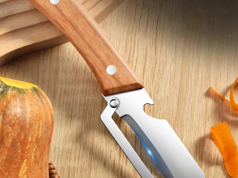 CrispPeel™ Pro | Stainless Steel Peeler with Wooden Handle